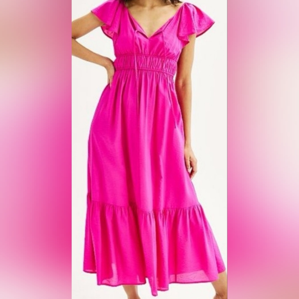 Nine West Fuchsia Flutter Sleeve Dress